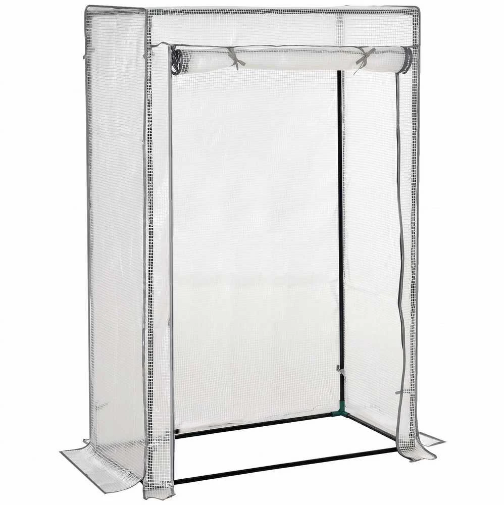 Outsunny šiltnamis su PE tinklelio plėvele, durimis, žiemai atsparus plieno plėvelinis šiltnamis, šiltnamis balkonui, sodui, pomidorų namelis 101 x 50 x 150 cm, šiltnamis pomidorams, daržovėms, gėlėms, baltas