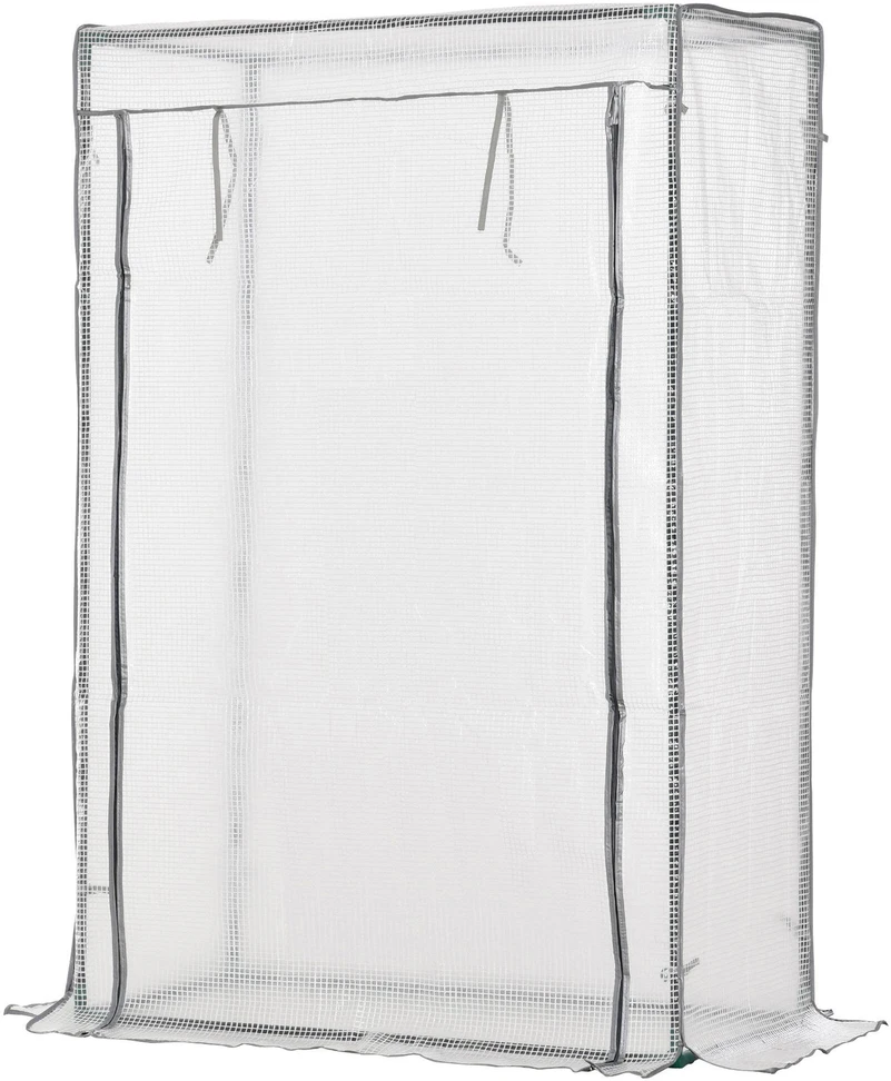 Outsunny šiltnamis su PE tinklelio plėvele, durimis, žiemai atsparus plieno plėvelinis šiltnamis, šiltnamis balkonui, sodui, pomidorų namelis 101 x 50 x 150 cm, šiltnamis pomidorams, daržovėms, gėlėms, baltas
