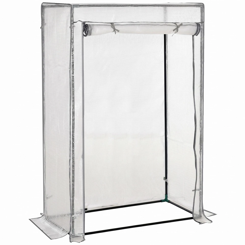 Outsunny šiltnamis su PE tinklelio plėvele, durimis, žiemai atsparus plieno plėvelinis šiltnamis, šiltnamis balkonui, sodui, pomidorų namelis 101 x 50 x 150 cm, šiltnamis pomidorams, daržovėms, gėlėms, baltas