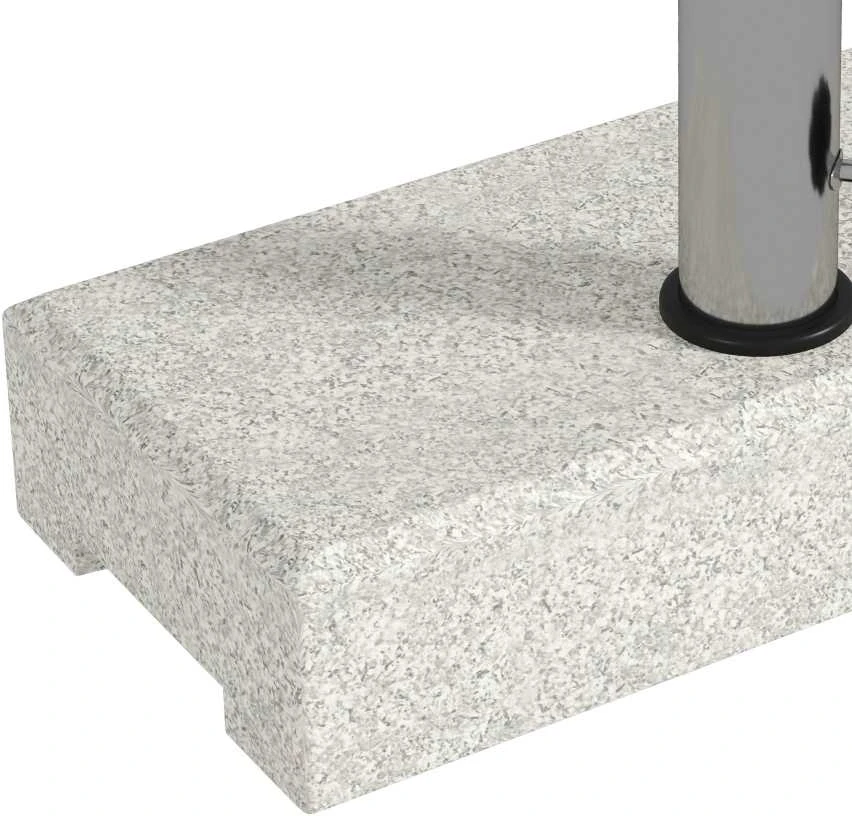 Outsunny skėčio stovas 25 kg, stovas pusapvaliam skėčiui su Ø32/38/48 mm kotu, granito pagrindas, pilkas