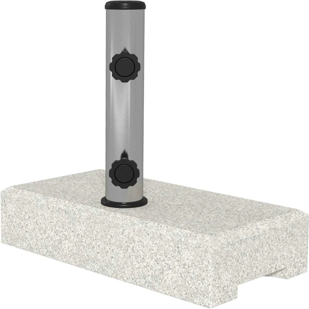 Outsunny skėčio stovas 25 kg, stovas pusapvaliam skėčiui su Ø32/38/48 mm kotu, granito pagrindas, pilkas
