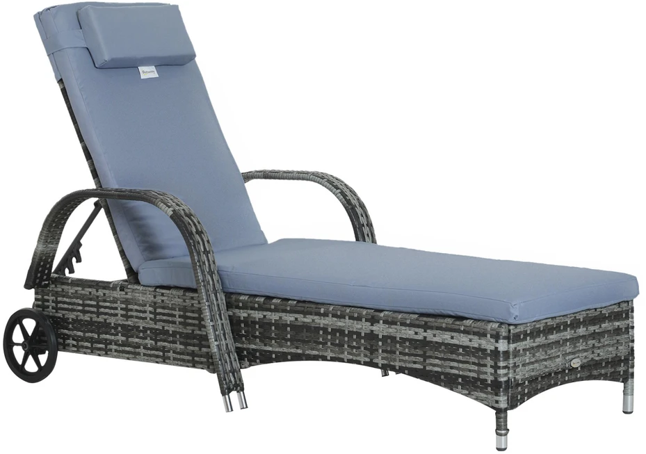 Outsunny sodo gultas, poliratanas ir metalas, pilkas, 200x73x30-103 cm