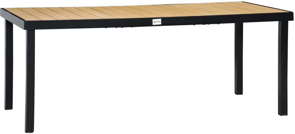 Outsunny sodo stalas 8 asmenims, valgomojo stalas, aliuminis, sodo baldai, terasos baldai, lengvai prižiūrimas, plastikas, natūrali+juoda, 190 x 90 x 74 cm