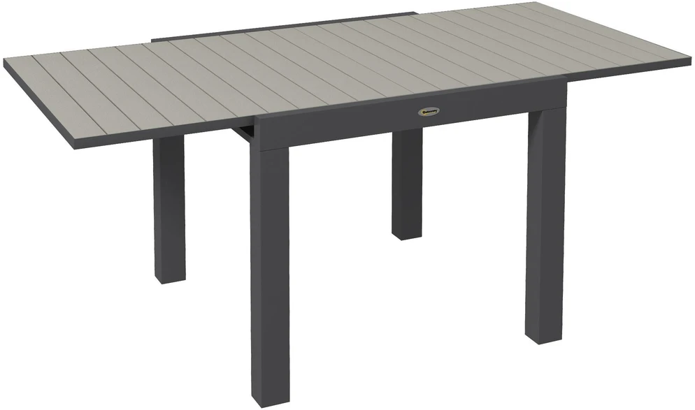 Outsunny sodo stalas, valgomasis stalas 6 asmenims, terasos stalas, išskleidžiamas balkono stalas, apkrova iki 70 kg, aliuminis, pilkas, 81/162 x 80 x 75 cm
