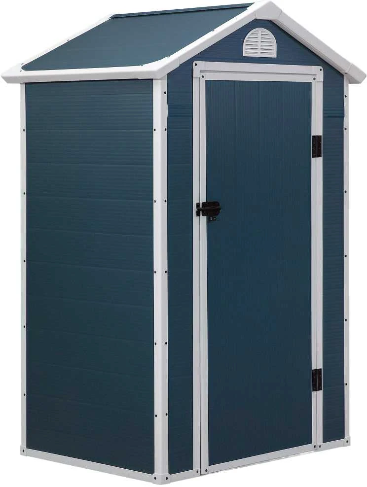 Outsunny sodo namelis, įrankių namelis, sodo sandėliukas su ventiliacijos langeliu, vienšlaičiu stogu, lauko, metalinis, pilkas, 134 x 104 x 204 cm