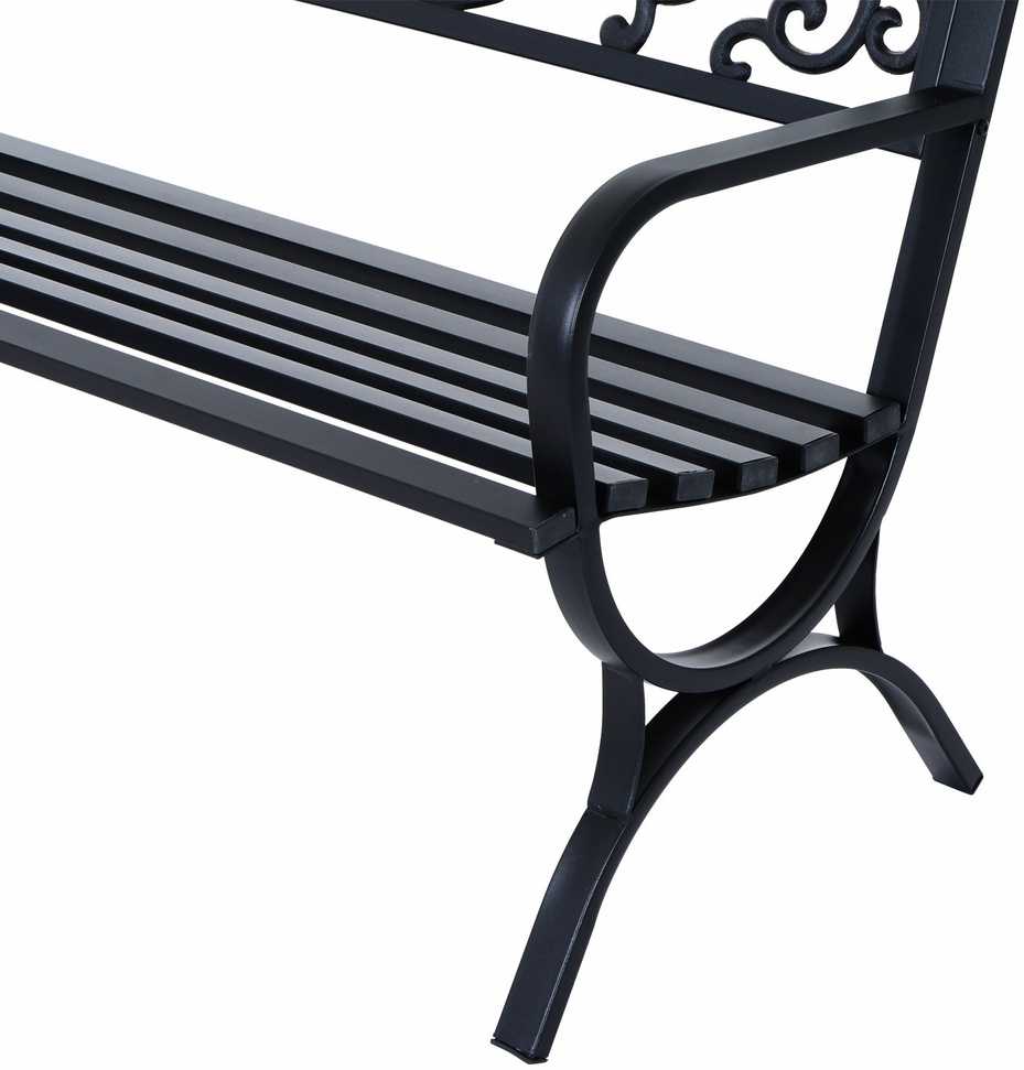 Outsunny Sodo suoliukas metalinis suoliukas, 2-vietis, juodas, 127x60x85 cm