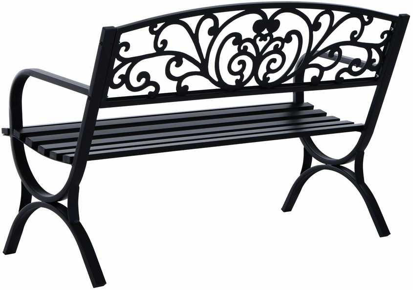 Outsunny Sodo suoliukas metalinis suoliukas, 2-vietis, juodas, 127x60x85 cm