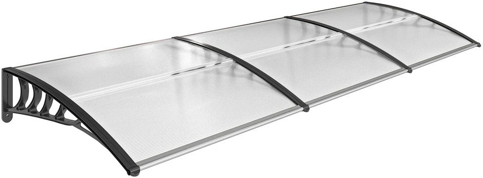 Outsunny stogelis durims, 90 x 295 cm, arkos formos polikarbonatinis stogelis su apsauga nuo UV spindulių, apsauga nuo saulės ir lietaus