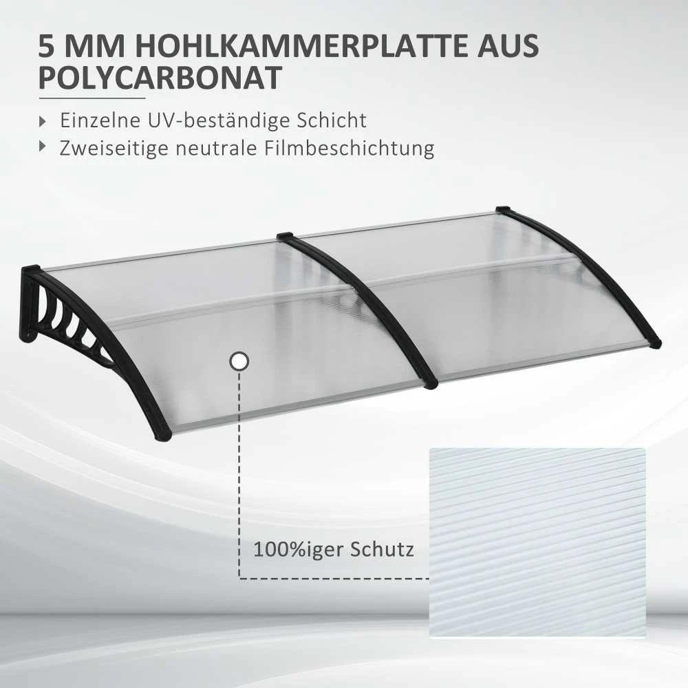 Outsunny stogelis durims 200 x 96 x 27 cm, apsauga nuo UV spindulių, lietaus ir saulės, aliuminis, juodas | Aosom