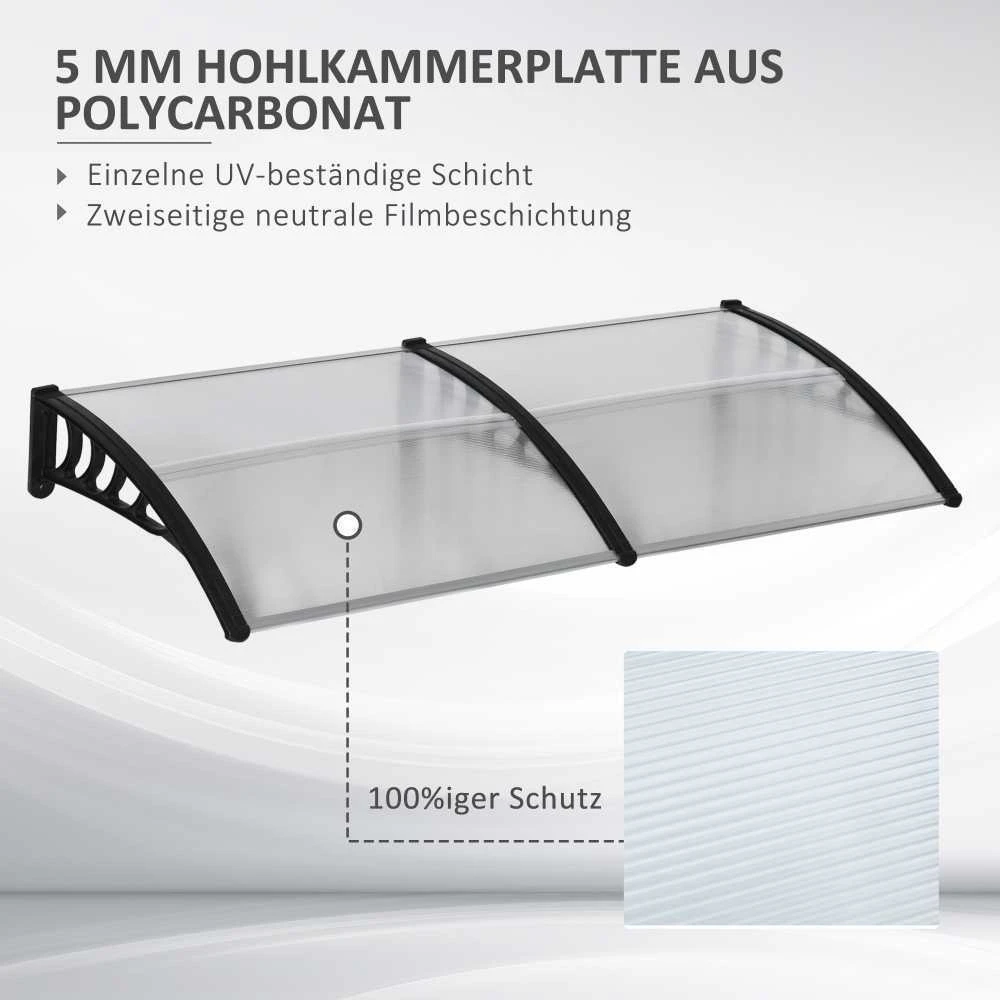 Outsunny stogelis durims 200 x 96 x 27 cm, apsauga nuo UV spindulių, lietaus ir saulės, aliuminis, juodas | Aosom