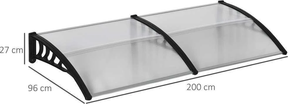 Outsunny stogelis durims 200 x 96 x 27 cm, apsauga nuo UV spindulių, lietaus ir saulės, aliuminis, juodas | Aosom