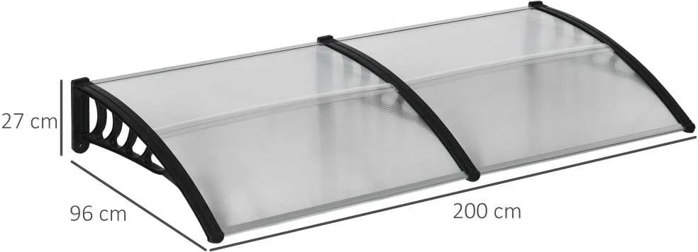 Outsunny stogelis durims 200 x 96 x 27 cm, apsauga nuo UV spindulių, lietaus ir saulės, aliuminis, juodas | Aosom