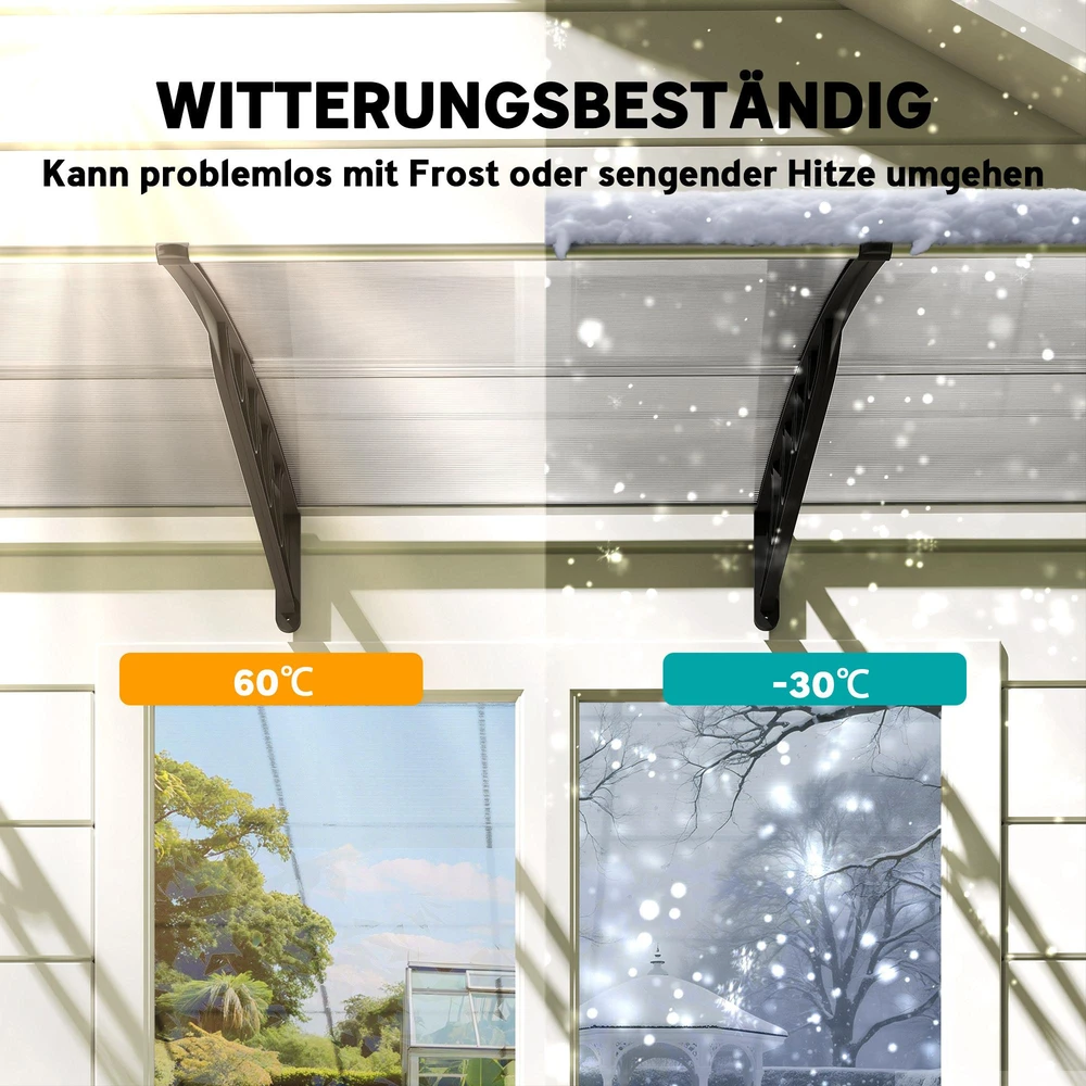 "Outsunny" stogelis lauko durims 303 x 96 x 27 cm stogelis su apsauga nuo UV spindulių, apsauga nuo lietaus, apsauga nuo saulės lauke aliuminis juodas