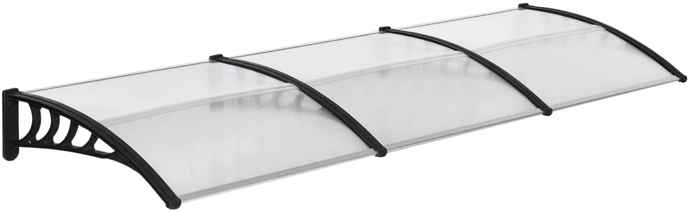 "Outsunny" stogelis lauko durims 303 x 96 x 27 cm stogelis su apsauga nuo UV spindulių, apsauga nuo lietaus, apsauga nuo saulės lauke aliuminis juodas