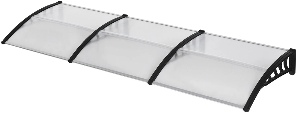 "Outsunny" stogelis lauko durims 303 x 96 x 27 cm stogelis su apsauga nuo UV spindulių, apsauga nuo lietaus, apsauga nuo saulės lauke aliuminis juodas
