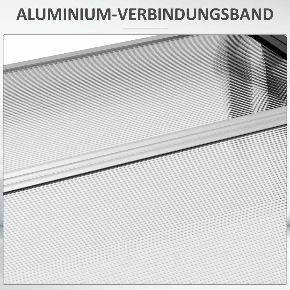 "Outsunny" stogelis lauko durims 303 x 96 x 27 cm stogelis su apsauga nuo UV spindulių, apsauga nuo lietaus, apsauga nuo saulės lauke aliuminis juodas