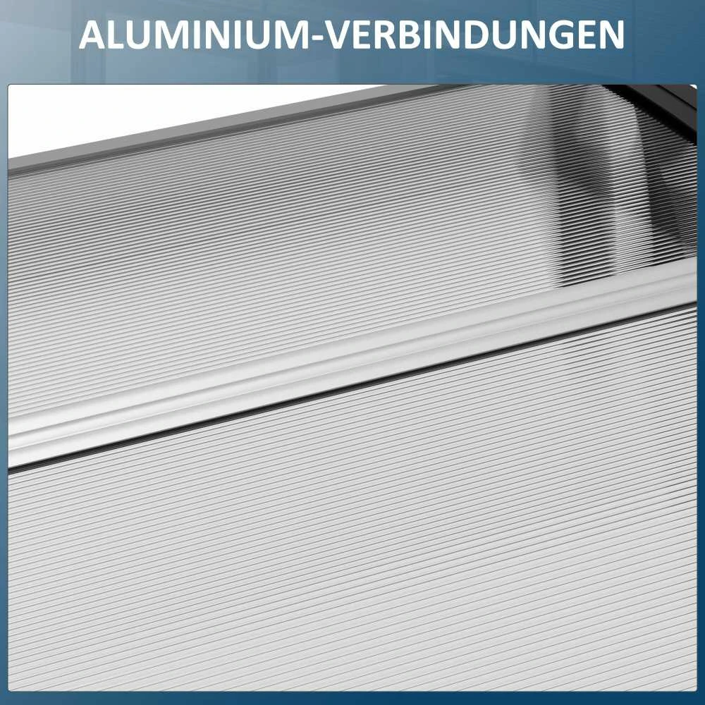 Outsunny stogelis durims, 90 x 295 cm, arkos formos polikarbonatinis stogelis su apsauga nuo UV spindulių, apsauga nuo saulės ir lietaus