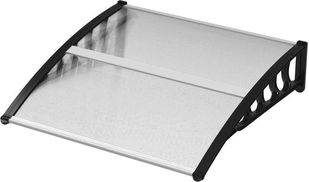 Outsunny stogelis virš durų 103 x 96,5 x 27 cm, su apsauga nuo UV spindulių, lietaus ir saulės, aliuminis, juodas