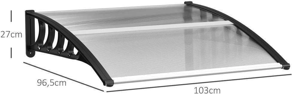 Outsunny stogelis virš durų 103 x 96,5 x 27 cm, su apsauga nuo UV spindulių, lietaus ir saulės, aliuminis, juodas