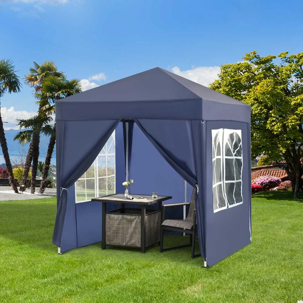 Sulankstomas paviljonas Outsunny 2x2m, 4 šoninės sienelės su langais, durys su užtrauktuku, sodo palapinė, įskaitant kuolelius ir tvirtinimo virves, metalas, oksfordo audinys