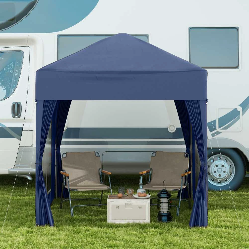 Sulankstomas paviljonas Outsunny 2x2m, 4 šoninės sienelės su langais, durys su užtrauktuku, sodo palapinė, įskaitant kuolelius ir tvirtinimo virves, metalas, oksfordo audinys
