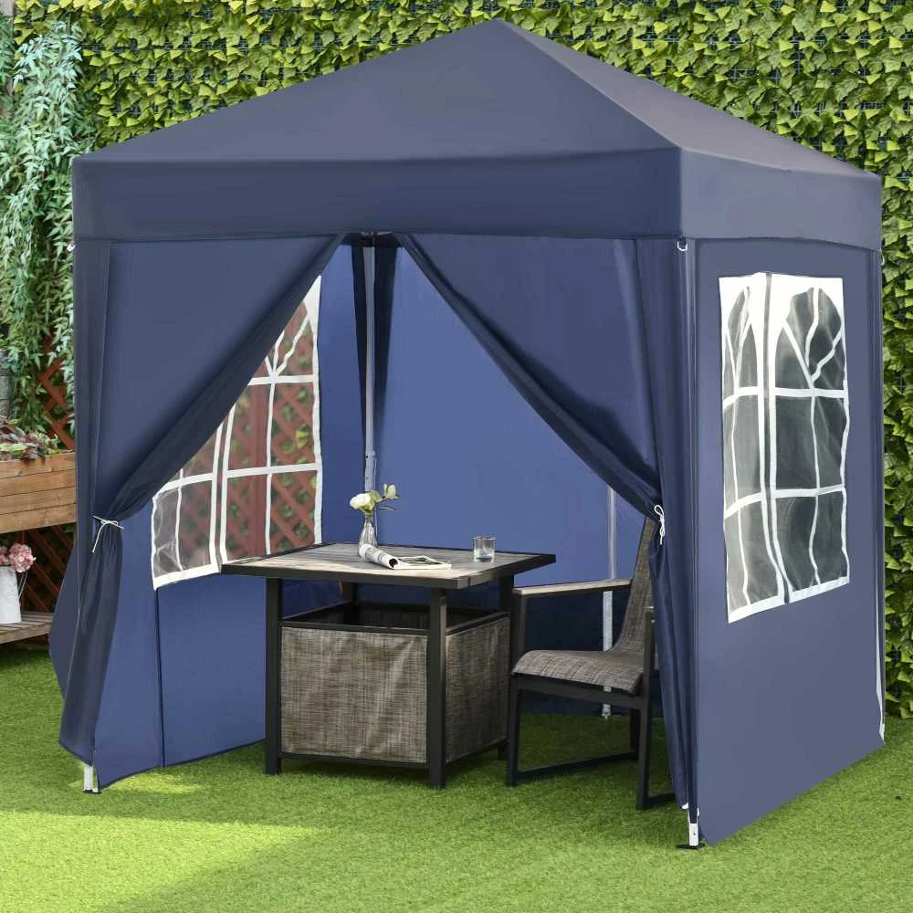 Sulankstomas paviljonas Outsunny 2x2m, 4 šoninės sienelės su langais, durys su užtrauktuku, sodo palapinė, įskaitant kuolelius ir tvirtinimo virves, metalas, oksfordo audinys
