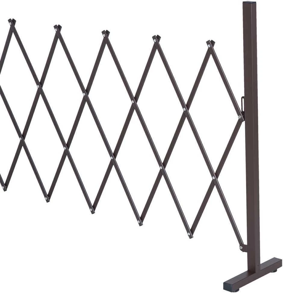 Ištraukiama Outsunny žirklinė tvorelė, 35–300 cm, idealiai tinka sodui, aliuminis, ruda, aukštis 103,5 cm