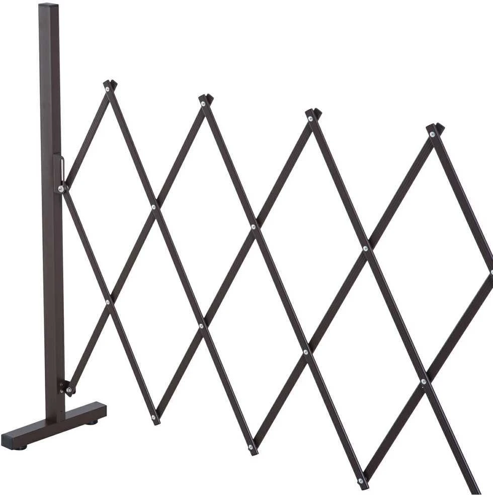 Ištraukiama Outsunny žirklinė tvorelė, 35–300 cm, idealiai tinka sodui, aliuminis, ruda, aukštis 103,5 cm
