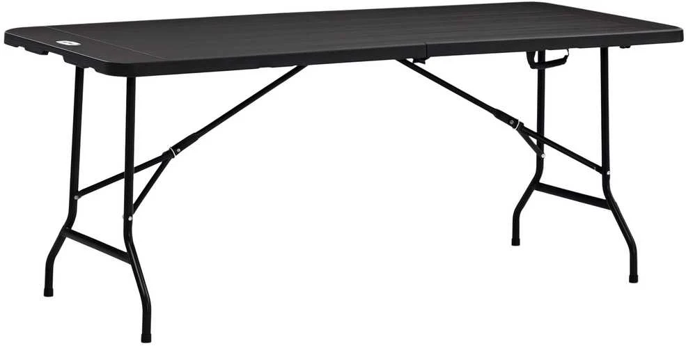 Outsunny sulankstomas sodo stalas 6 asmenims, bufeto stalas su plieniniu rėmu, medžio imitacijos terasos stalas, 180 x 75,5 x 73 cm, tamsiai pilkas