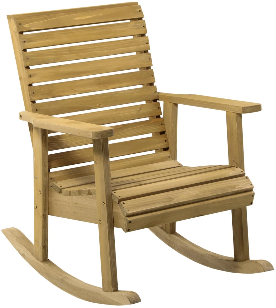 „Outsunny“ supama kėdė, krėslas su porankiais, sodo kėdė, poilsio kėdė balkonui, terasai, keliamoji galia iki 130 kg, eglės mediena, šviesiai ruda