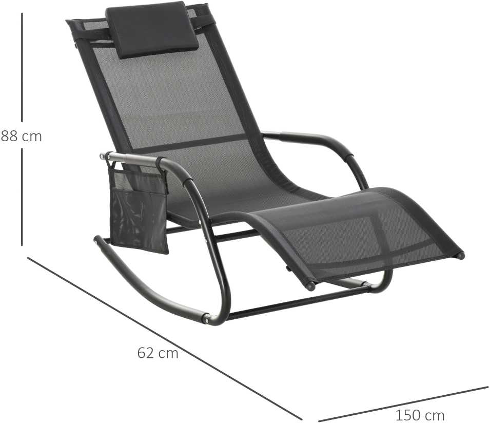 Supamasis krėslas - juodas 150 x 62 x 88 cm