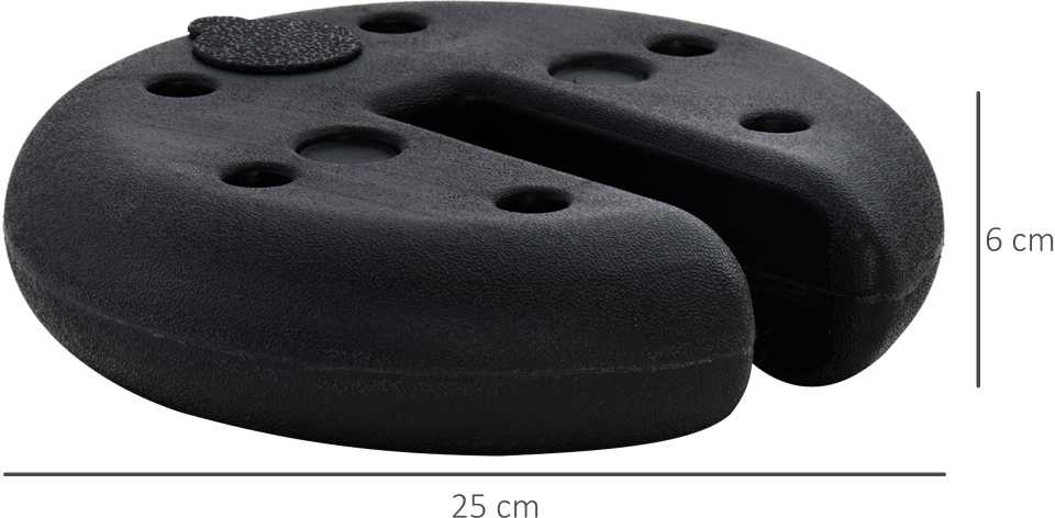 Outsunny Švenčių palapinės svoris, paviljono svoris iki 5kg, HDPE plastikas, juodas, Ø25x6cm