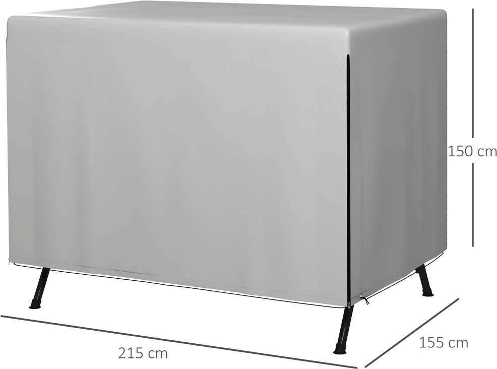 Outsunny sodo baldų uždangalas, apsauginis gaubtas, vandeniui atsparus, apsauga nuo UV spindulių, papildomas tvirtinimas, stačiakampis, polietilenas (PE), pilkas, 215 x 155 x 150 cm