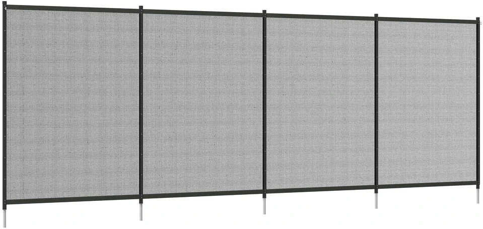 Outsunny tvenkinio tvora, 365 x 126 cm sodo tvora, 4 dalių dekoratyvinė baseino tvora su kojelėmis, įstatoma tvora terasai, balkonui, tinklelis, juoda