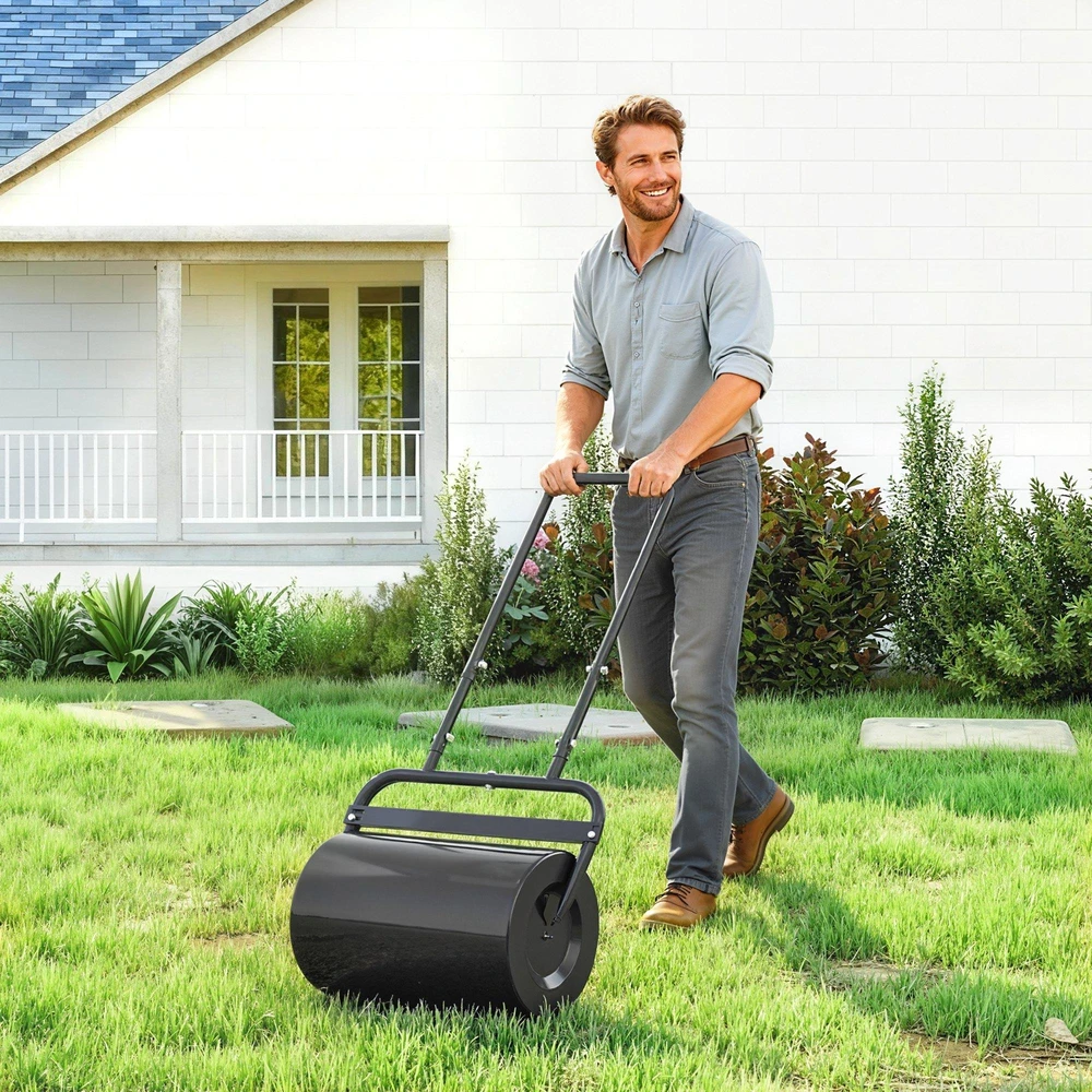 Durhand Outsunny vejos volas su U formos rankena, 32 cm skersmens, 38 l vandens / 62 kg smėlio talpa, metalinis, juodas, 57x32,5x107 cm