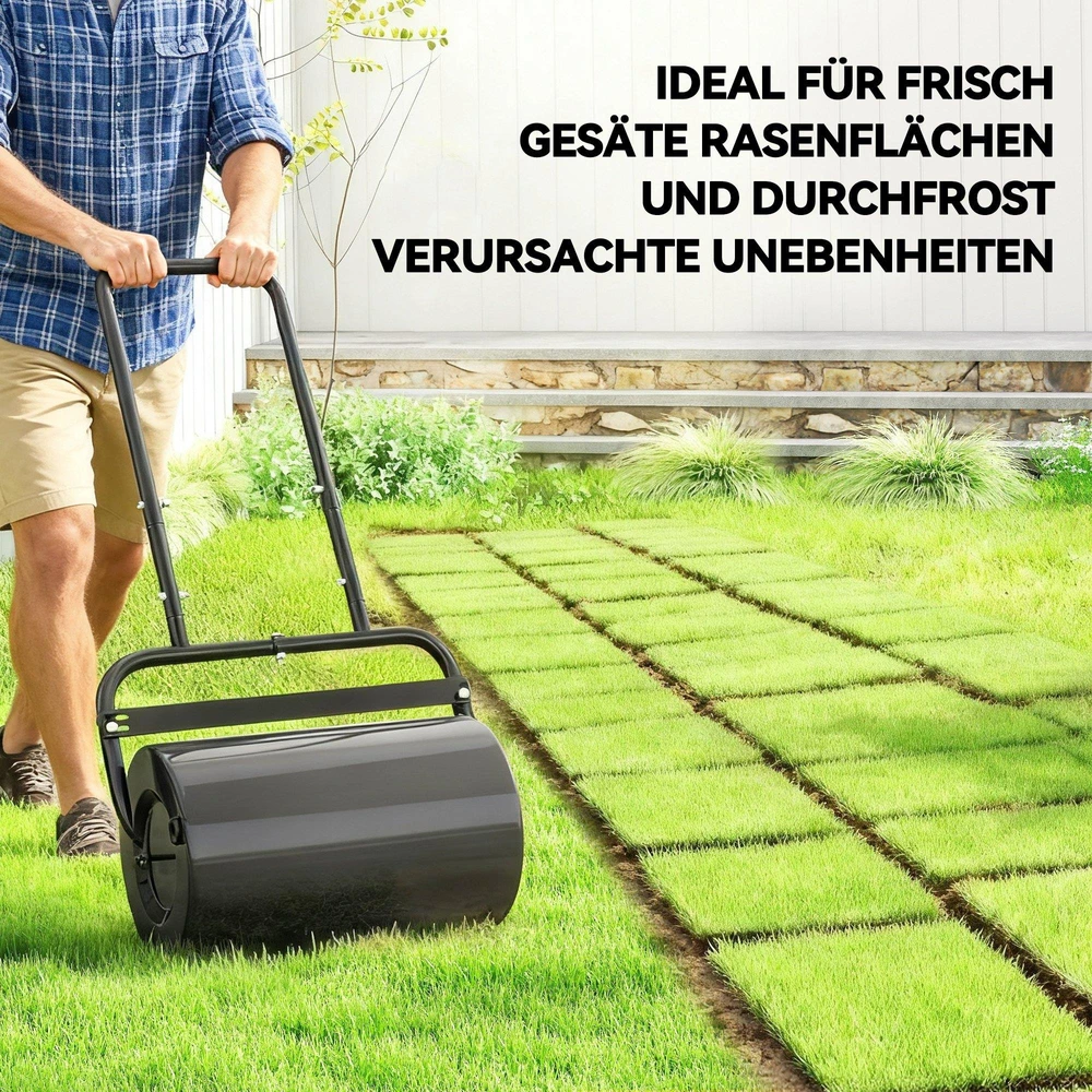 Durhand Outsunny vejos volas su U formos rankena, 32 cm skersmens, 38 l vandens / 62 kg smėlio talpa, metalinis, juodas, 57x32,5x107 cm