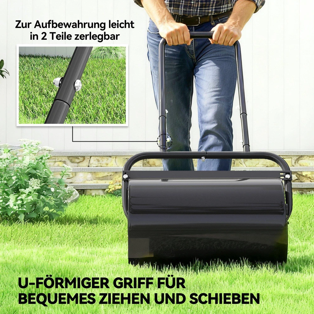 Durhand Outsunny vejos volas su U formos rankena, 32 cm skersmens, 38 l vandens / 62 kg smėlio talpa, metalinis, juodas, 57x32,5x107 cm