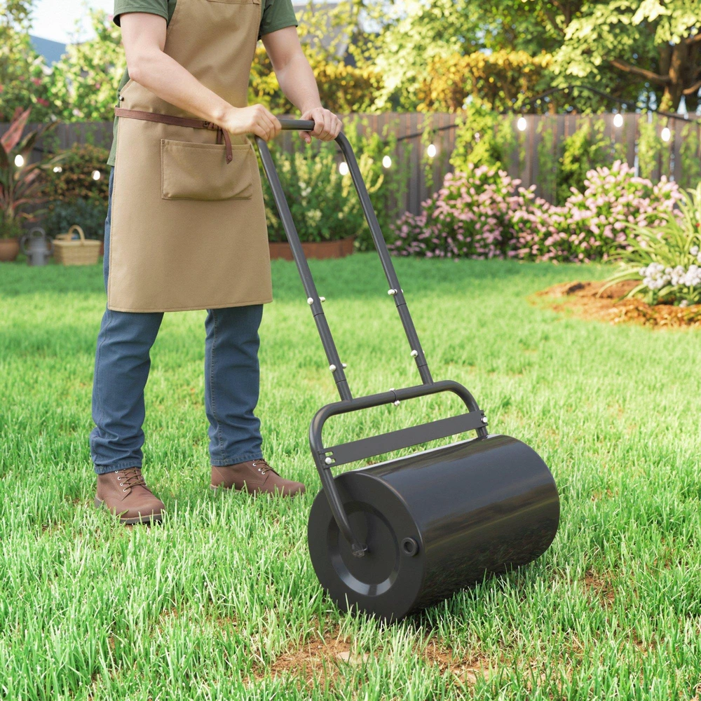 Durhand Outsunny vejos volas su U formos rankena, 32 cm skersmens, 38 l vandens / 62 kg smėlio talpa, metalinis, juodas, 57x32,5x107 cm