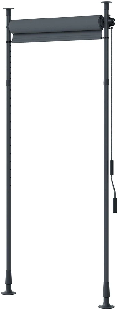Outsunny vertikali markizė, apsauga nuo saulės, balkono užuolaida 120x220-310cm, atspari oro sąlygoms su alkūne, poliesteris, tamsiai pilka