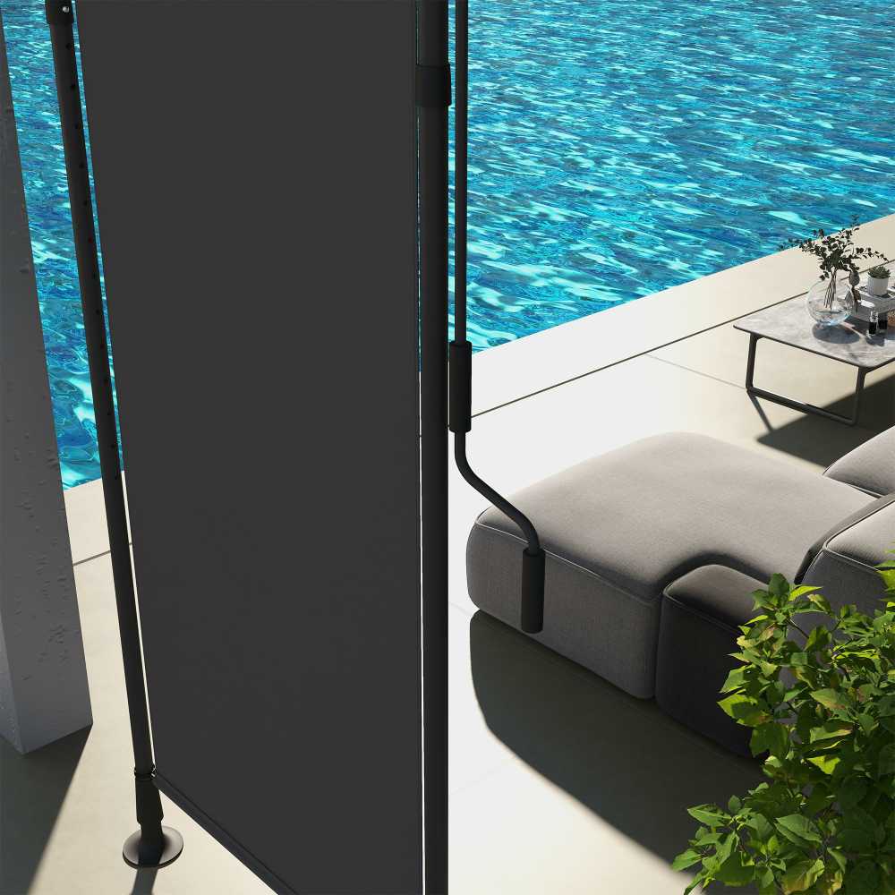Outsunny vertikali markizė, apsauga nuo saulės, balkono užuolaida 120x220-310cm, atspari oro sąlygoms su alkūne, poliesteris, tamsiai pilka