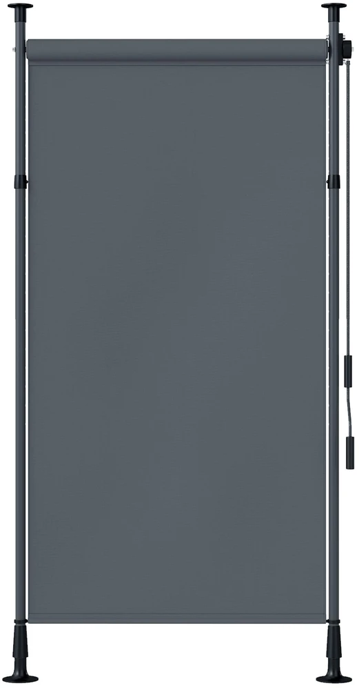 „Outsunny“ vertikali markizė su apsauga nuo saulės, balkono užuolaida 150 x 220–310 cm, balkono privatumo ekranas su rankena, atspari oro sąlygoms, poliesteris, tamsiai pilka