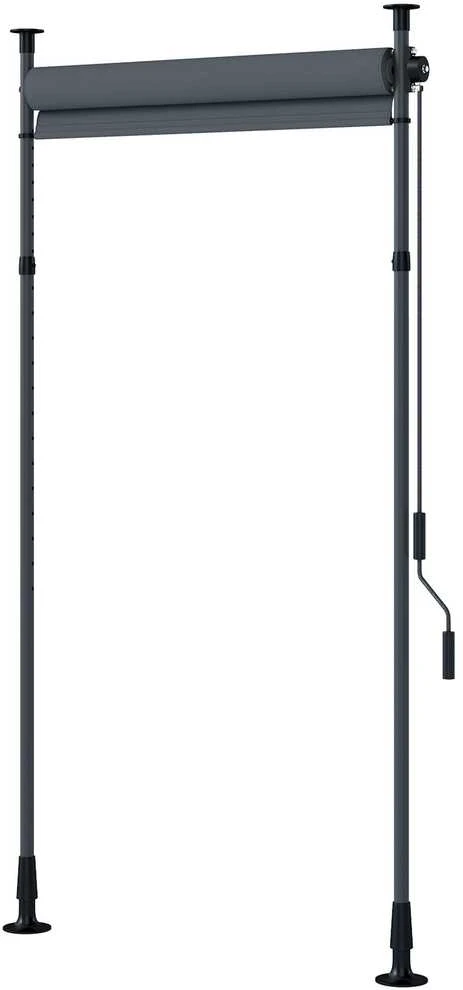 „Outsunny“ vertikali markizė su apsauga nuo saulės, balkono užuolaida 150 x 220–310 cm, balkono privatumo ekranas su rankena, atspari oro sąlygoms, poliesteris, tamsiai pilka