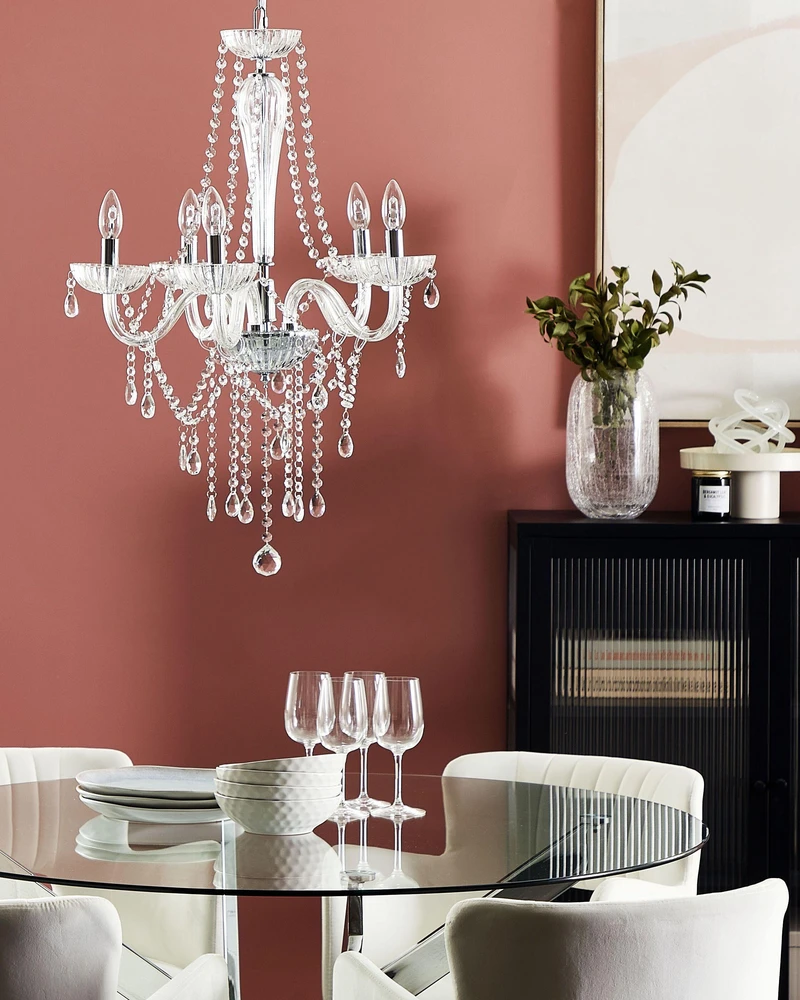 Pakabinamas šviestuvas Beliani Šviestuvas LOCONE kristalinis sidabrinis