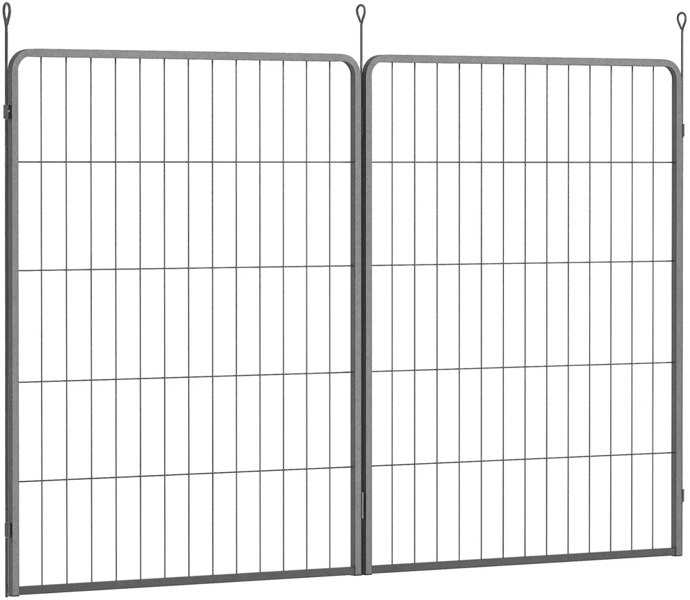 PawHut, 2 vnt. išplėtimo rinkinys, 2 šunų tvoros plokštės voljerui, 80 x 100 cm, plieninė šuniukų tvora, skirta mažų ir didelių veislių šunims, juoda