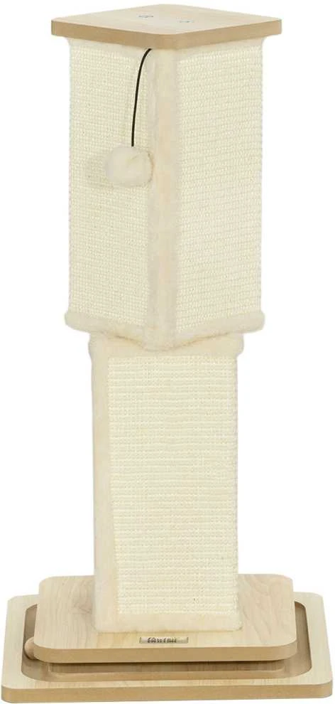 PawHut 3-in-1 draskyklė, 67 cm draskymo stulpas, sisalinis kačių draskytuvas su žaisliniu kamuoliuku, draskyklė katėms, kačių baldai, vidaus naudojimui, ąžuolo spalvos