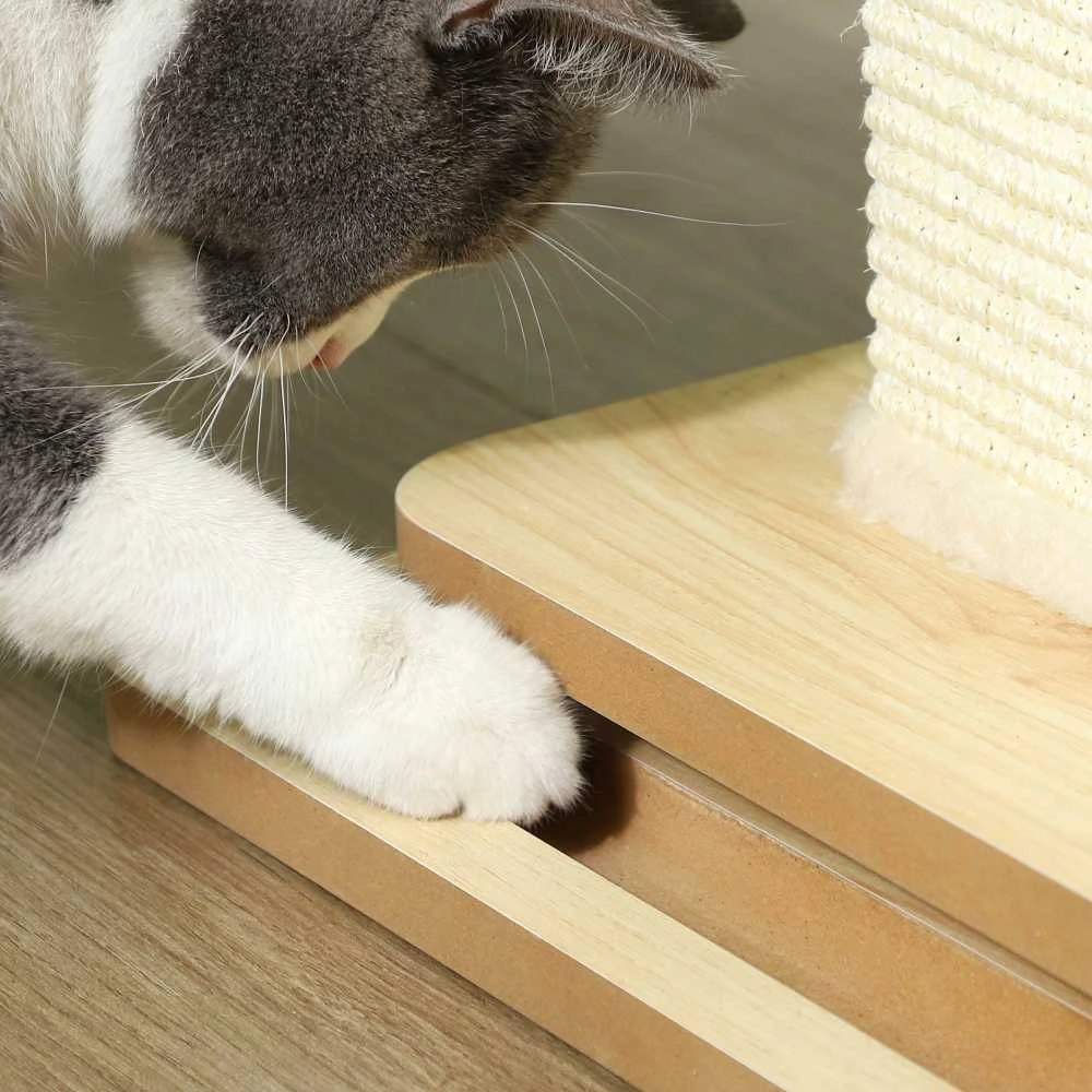 PawHut 3-in-1 draskyklė, 67 cm draskymo stulpas, sisalinis kačių draskytuvas su žaisliniu kamuoliuku, draskyklė katėms, kačių baldai, vidaus naudojimui, ąžuolo spalvos