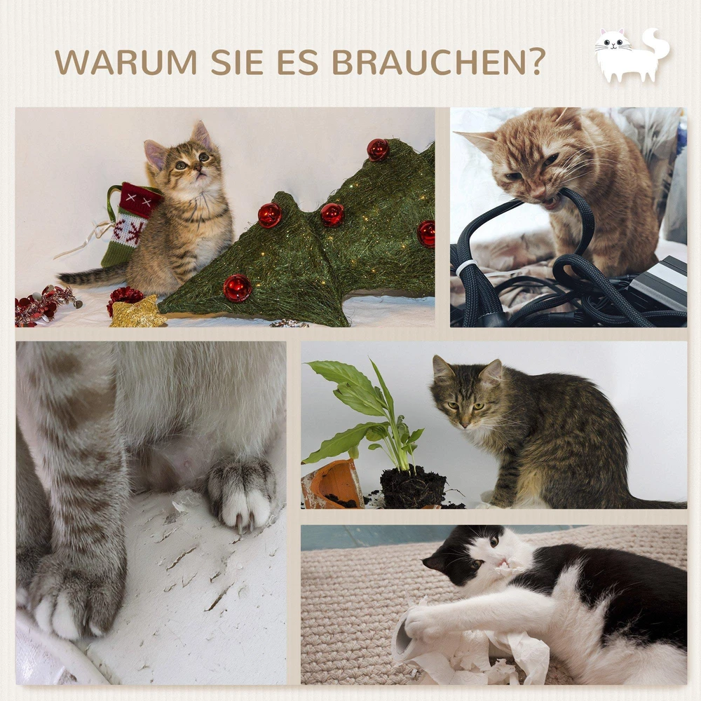 PawHut 4 dalių katės laipiojimo sienelė, laipynė katėms su katės laipteliais, hamaku, šokinėjimo platforma, sieninis draskyklė, sieniniai baldai katėms, iki 5kg | Aosom