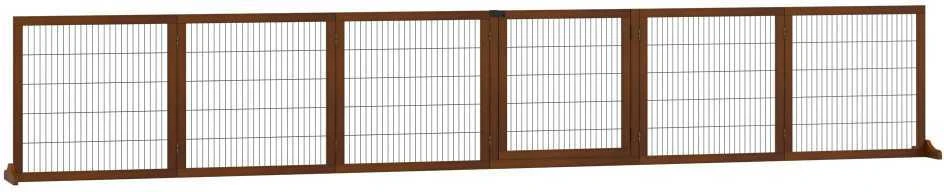 "PawHut" 6 dalių užtvara šunims, 432 x 70 cm Sulankstomi varteliai su 2 atraminėmis kojelėmis, laisvai pastatomi varteliai šunims, laiptų varteliai vidutinio dydžio šunims, skirti koridoriams, laiptams, kavai