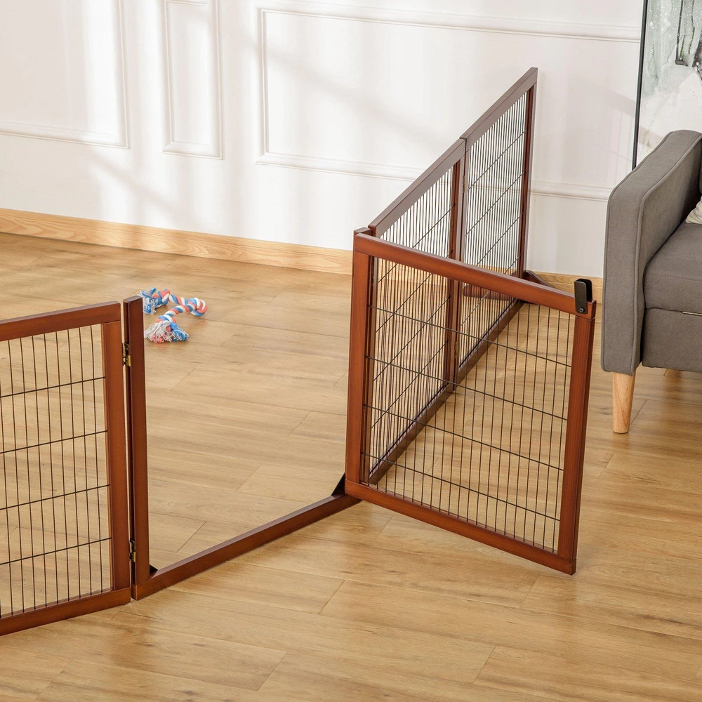 "PawHut" 6 dalių užtvara šunims, 432 x 70 cm Sulankstomi varteliai su 2 atraminėmis kojelėmis, laisvai pastatomi varteliai šunims, laiptų varteliai vidutinio dydžio šunims, skirti koridoriams, laiptams, kavai