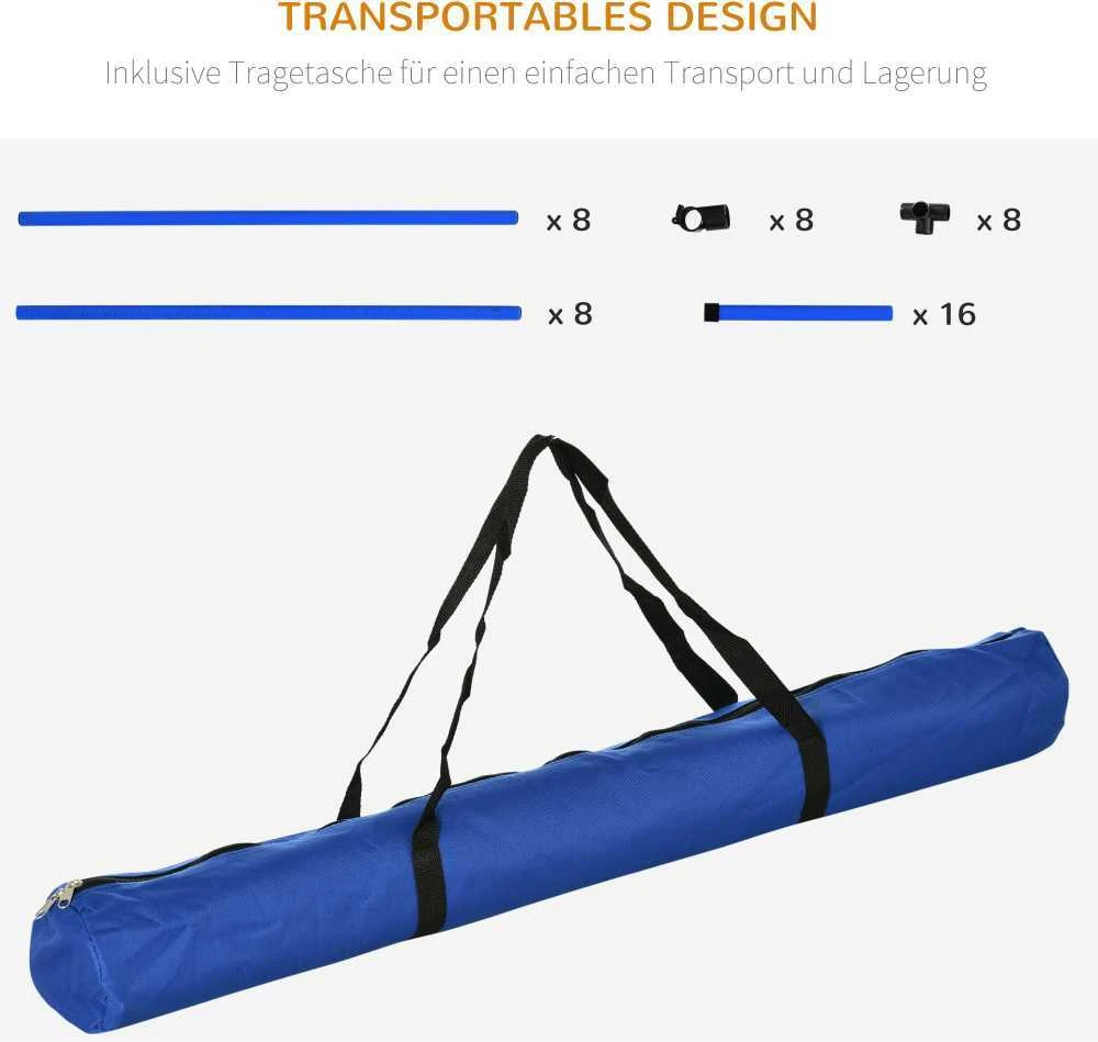 PawHut šunų dresūros rinkinys, agility kliūčių ruožas, 4 kliūtys, plastikas, mėlyna, 99x65x94 cm
